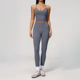 YS9616-3 · Haze Blue Haze Blue Women's Slimming Fitness Yoga Activewear Set High Waist