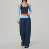 YS9639-1 · Slate Blue Clash Slate Blue Clash High Waist Women's Yoga Activewear Set 3 Piece