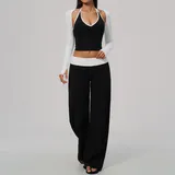 Meteor Black White Clash High Waist Women's Yoga Activewear Set 3 Piece