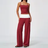 Pomegranate Red Women's Butt Lifting Yoga Set Long Sleeve Breathable