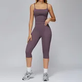 YSA3127-2 · 豆沙紫 豆沙紫 Women's Tank Biker Shorts Yoga Set