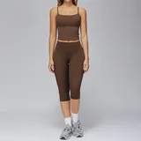 巧克力棕 Women's Tank Biker Shorts Yoga Set