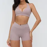 YSA4518-2 · 烟灰紫 烟灰紫 Women's Bra Shorts Yoga Set