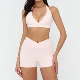 YSA4518-3 · 淡粉色 淡粉色 Women's Bra Shorts Yoga Set