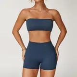 YSA8075-2 · Badge Blue Badge Blue Women's Brushed Quick Dry Active Set Bra Shorts