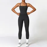 Jet Black Women's Brushed Bandeau Vest & Leggings Yoga Set
