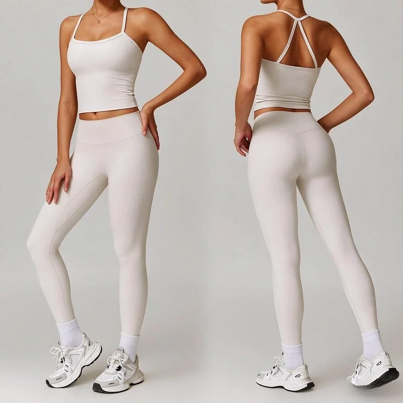 Women's Brushed Bandeau Vest & Leggings Yoga Set
