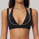 Jet Black Women's Fitness Supportive Sports Bra Backless Bare Feel