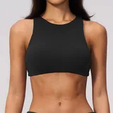 Jet Black Women's High Stretch Supportive Sports Bra Backless Brushed