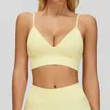 YSB7790-1 · Cream Yellow Cream Yellow Women's Seamless Yoga Fitness Supportive Sports Bra Backless