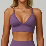 Misty Purple Women's Seamless Yoga Fitness Supportive Sports Bra Backless