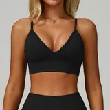 Jet Black Women's Seamless Yoga Fitness Supportive Sports Bra Backless