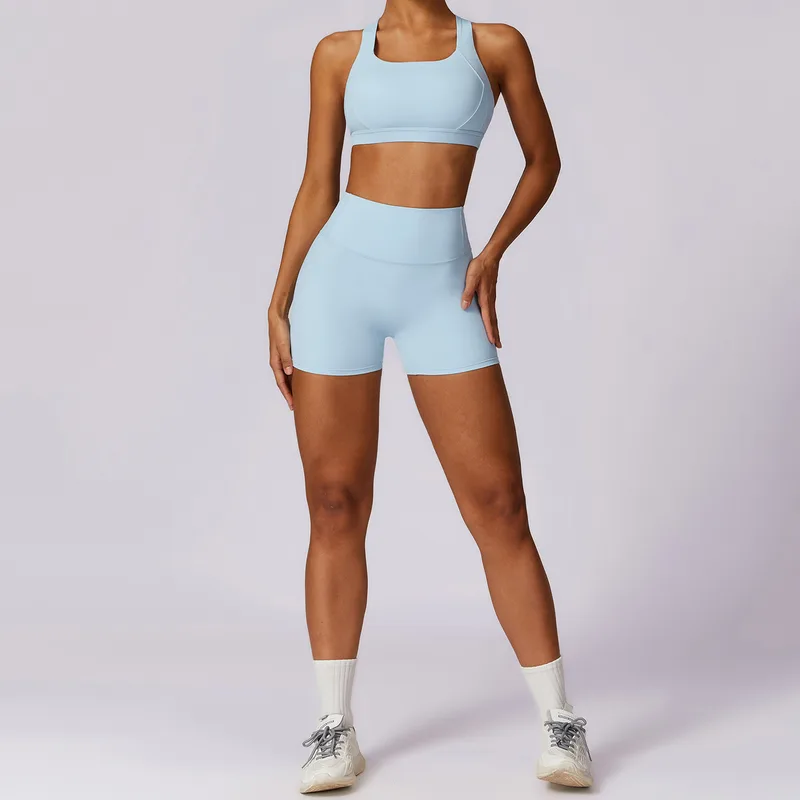 Women's Backless Slimming Yoga Set Bra Shorts