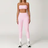 YSB8075-1 · Sakra Pink Sakra Pink Women's Brushed Quick Dry Active Set Bra Long Pants