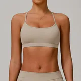 YSB8347-1 · Linen Linen Women's Running Yoga Active Supportive Bra Backless Strappy