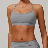 Rhino Grey Women's Running Yoga Active Supportive Bra Backless Strappy