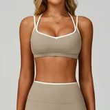YSB9238-1 · Linen Linen Women's Backless Running Supportive Bra Cross Back Tank