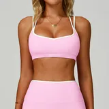 Sakra Pink Women's Backless Running Supportive Bra Cross Back Tank