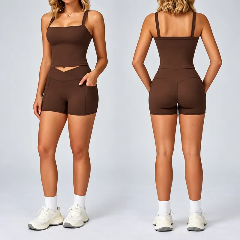 Women's Backless Cutout Yoga Tank Set Bare Feel Fitted