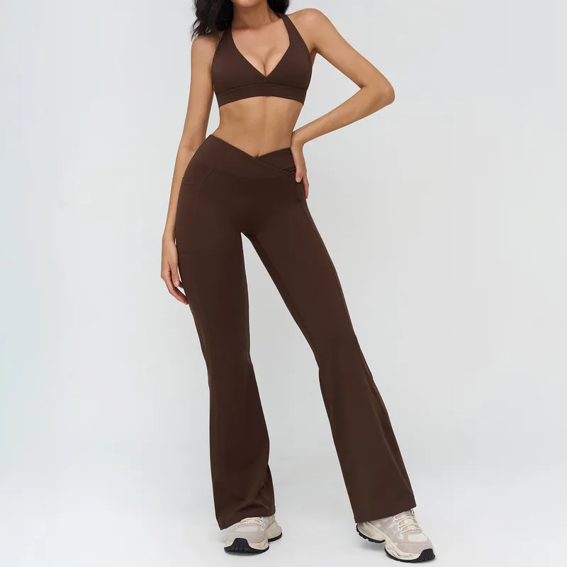 Women's Bra Shorts Yoga Set Flared Pants