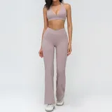 YSC4518-2 · 烟灰紫 烟灰紫 Women's Bra Shorts Yoga Set Flared Pants