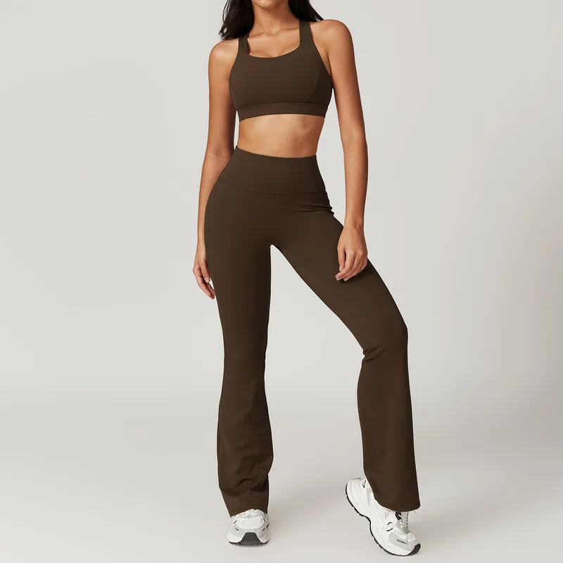 Women's Backless Slimming Yoga Set Bra Flared Pants