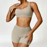 YSC8518-1 · 骆驼棕 骆驼棕 Women's Bra Long Pants Yoga Set Shorts