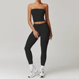 Jet Black Women's Racerback Vest & Leggings Yoga Set