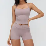 YSD4518-2 · 烟灰紫 烟灰紫 Women's Bra Shorts Yoga Set Tank