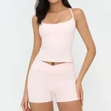 YSD4518-3 · 淡粉色 淡粉色 Women's Bra Shorts Yoga Set Tank
