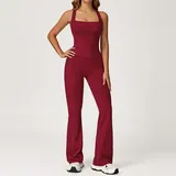 YSF2044-1 · Cherry Red Cherry Red Women's Bra Shorts Yoga Set Tank Flared Pants