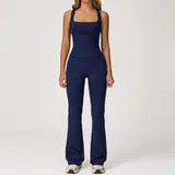 YSF2044-3 · Midnight Blue Midnight Blue Women's Bra Shorts Yoga Set Tank Flared Pants