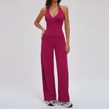 YSG3109-5 · Raspberry Red Raspberry Red Women's Bra Long Pants Yoga Set Tank Wide Leg Pants