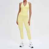 YSH3109-1 · 鹅黄色 鹅黄色 Women's Bra Long Pants Yoga Set Tank