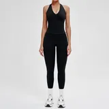 Jet Black Women's Bra Long Pants Yoga Set Tank