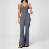 Haze Blue Women's Pilates Wide Leg Yoga Pants Wide Leg