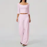 YT5529-3 · Falling Blossom Pink Falling Blossom Pink Women's Yoga Performance Top Fitness Outdoor Brushed Fitted
