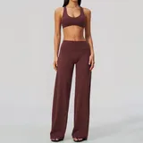 YT5558-4 · Wine Red Wine Red Women's Yoga Workout Performance Top High Waist Cutout