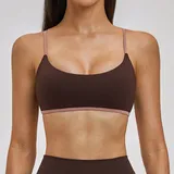 Dark Brown Fitness Outdoor Women's Yoga Workout Performance Top Layered