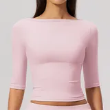 YT8793-1 · Falling Blossom Pink Falling Blossom Pink Women's Running Yoga Workout Performance Top Brushed Fitted