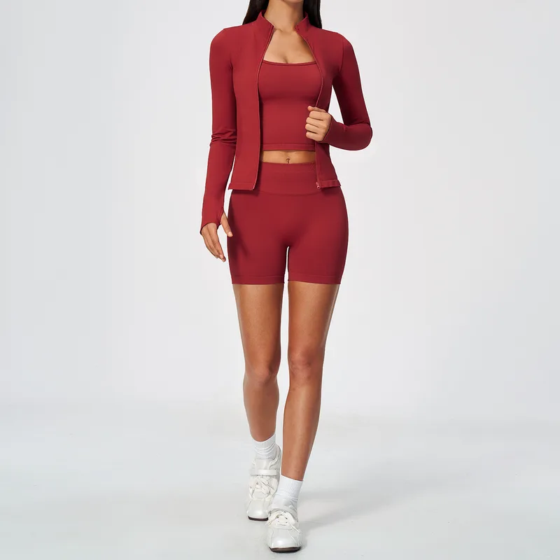 Women's Racerback Running Yoga Set 3 Piece Seamless